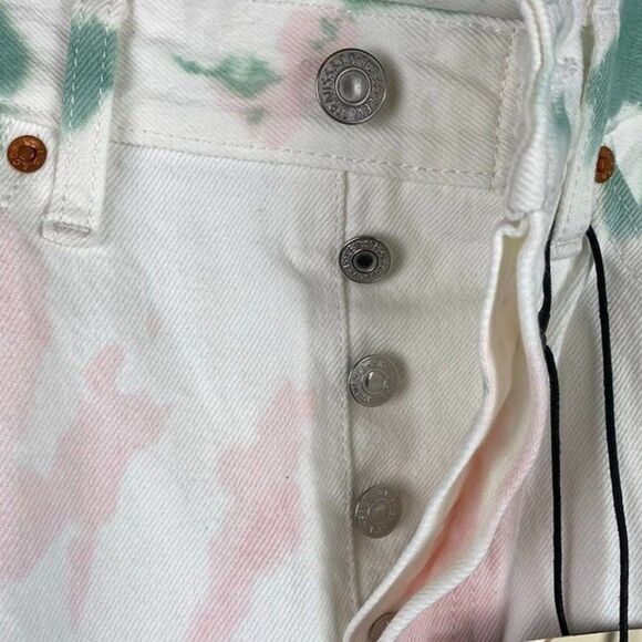 Levis Premium High-Rise Denim Skirt Womens Size 26 White Colorful Pockets Casual - Picture 8 of 11